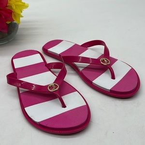 Juicy Couture Pink White Flip Flop Sandal Size 7-8. FFT2548D